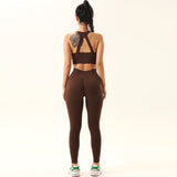 Conjunto de 4 piezas: top mangas largas + top sin mangas + calza + short.