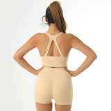 Conjunto de 4 piezas: top mangas largas + top sin mangas + calza + short.