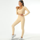 Conjunto de 4 piezas: top mangas largas + top sin mangas + calza + short.