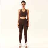 Conjunto de 4 piezas: top mangas largas + top sin mangas + calza + short.